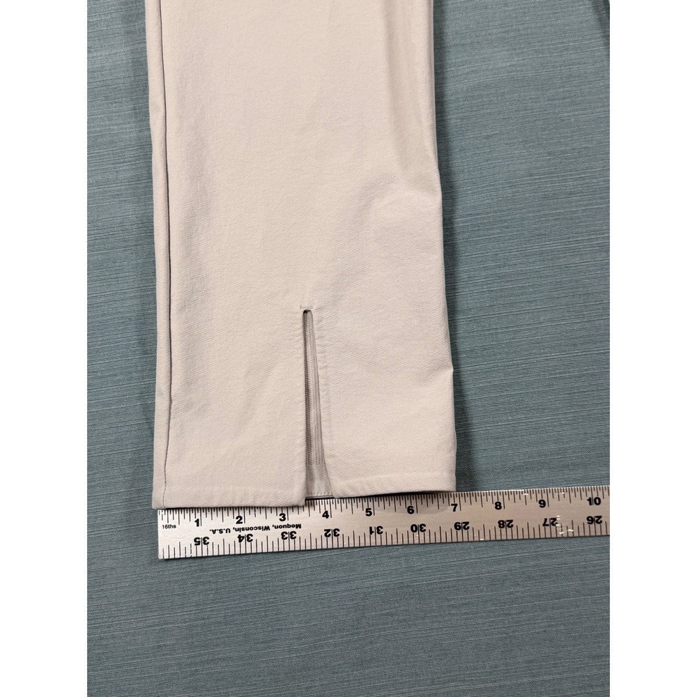 Athleta Delancey Skyline Straight Leg Pants Beige High‎ Rise Hem Slit Womens 8 - Picture 7 of 10